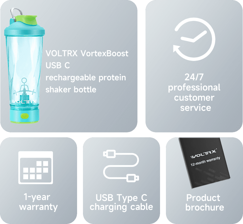 VOLTRX Electric Shaker Bottle - VortexBoost Portable USB C Rechargeable  Protein Shake Mixer, Shaker Cups for Protein Shakes and Meal Replacement